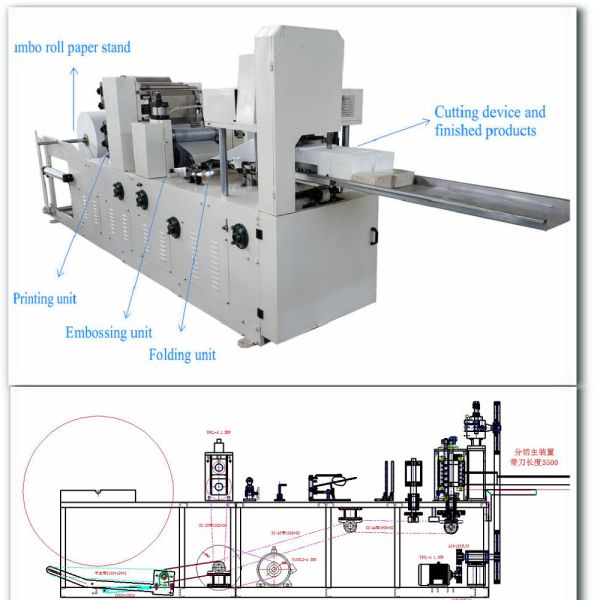 Frequency Drive PLC Napkin Tissue Paper Making Machine 1/8 Interfold