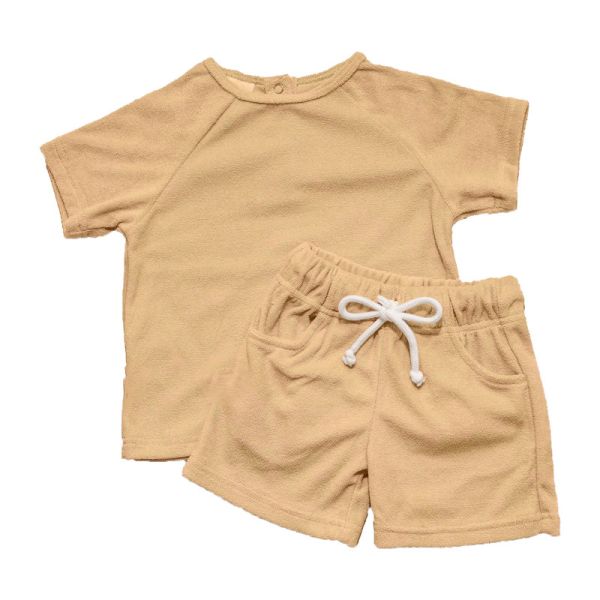 Towel Terry Fabric Custom Tee Shirts Neutral Baby Cosy Raglan Sleeve Tshirts