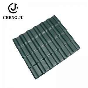 Quality Deep Green Glazed 10 Ft Corrugated Roofing Bamboo Joint Resinvilla Tile for sale