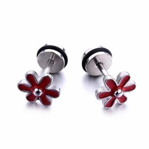 China Women Christmas gifts special fashion red flower shaped stud earrings on sale