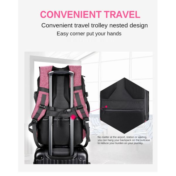ISO9001 Unisex 32 Litre USB Travel Backpack With Shoe Compartment