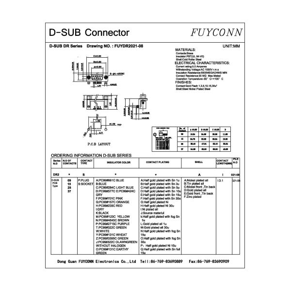37Pin Female D-SUB Connector Right Angle PCB DB Connector (9.4mm)