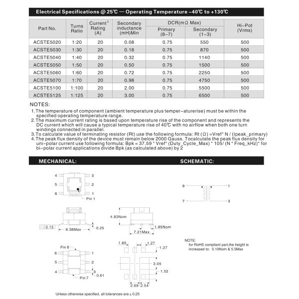 Ferrite Core High Frequency Current Transformer SMD Installation Various Types