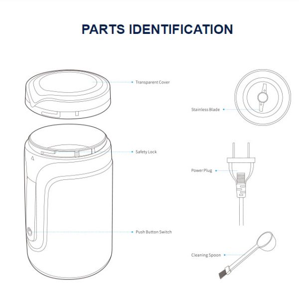 40g Small Automatic Espresso Maker , Mini Spice Bean Matte Black Coffee Grinder