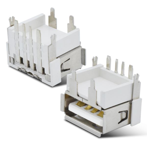 AM 4P Right Angle USB A Female Connector With Data + Charging Function