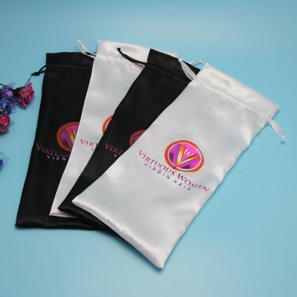 Multi Color Satin Drawstring Bag Durable For Hair Extension Packaging
