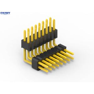 Quality Gold Flash 3U '' Circuit Board Pin Connectors , Double Plastic Right Angle Pcb Connector for sale