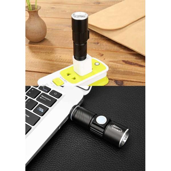 Zoomable Rechargeable LED Flashlight Magnetic Pocket Flashlight Usb Charge Torch