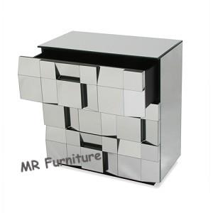 Quality Popular Silver Mirrored Side Chest , Modern Bedroom Mirrored Dresser Chest for sale