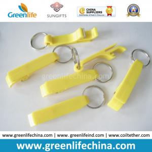 China Hot Sale Plastic Material Yellow Color Bottle Cap Tools w/Key Ring Chain on sale