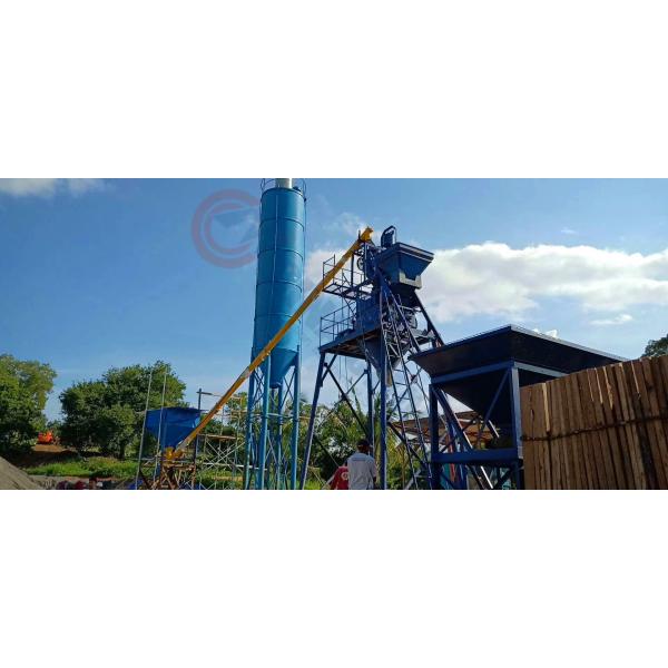 HZS50 concrete batching plant stationary hopper lift mini cement concrete mixing plant with batching bins