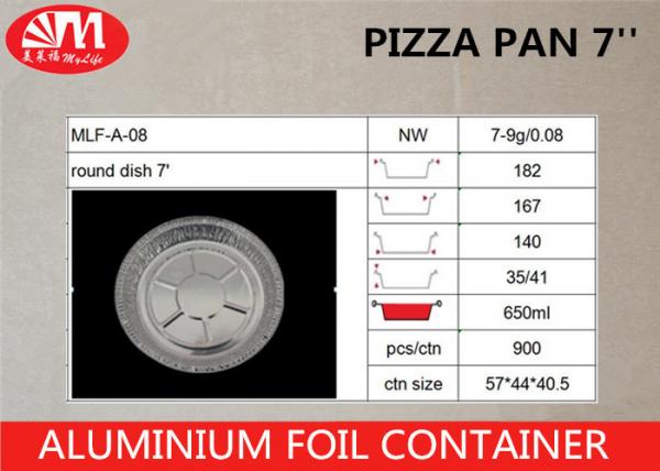A08 Aluminum Foil Container Pizza Pan Round Dish 18cm x 18cm x 4cm 650ml volume For Cooking Pizza