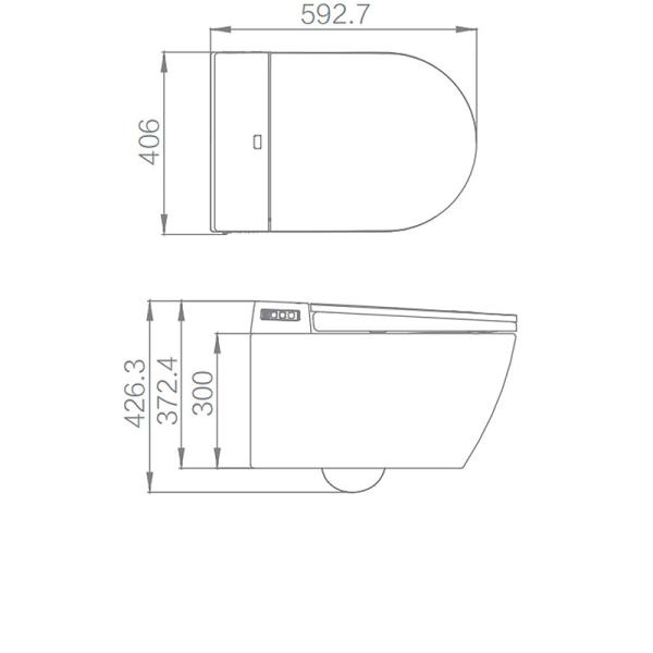 AKB1050 Wall Hung Smart Toilet 980W P Trap Wash Down Flushing