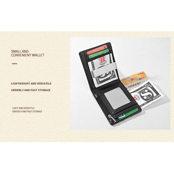 Short Genuine Leather Wallets Mens RFID Blocking Money Clips Wallet Short Wallet Length