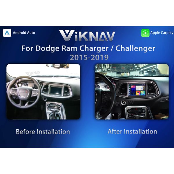 Viknav Car Radio Stereo For Dodge Ram Charger/Challenger 2015-2019 Multimedia Video Player GPS Navigation BT Carplay Head Unit(128GB)