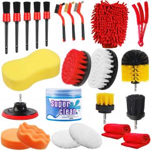 Quality 24 Pcs Auto Detailing Brush Waxing Sponge Washing Interior Exterior for sale