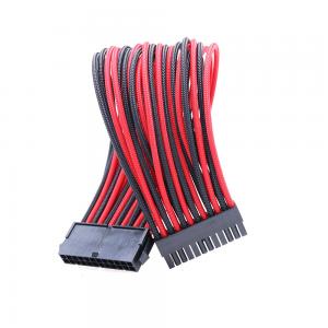 China Extension Cord Power Cable ATX 24Pin braided extension cable Black&Red 18AWG on sale
