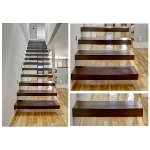 Wooden Steps Floating Steps Staircase Residential Indoor Stairs With Removable Stair Railing