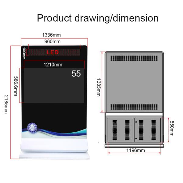 Aluminum Profiles 55" Touch Screen Digital Signage Led Screen Display 500cd/M2 Brightness