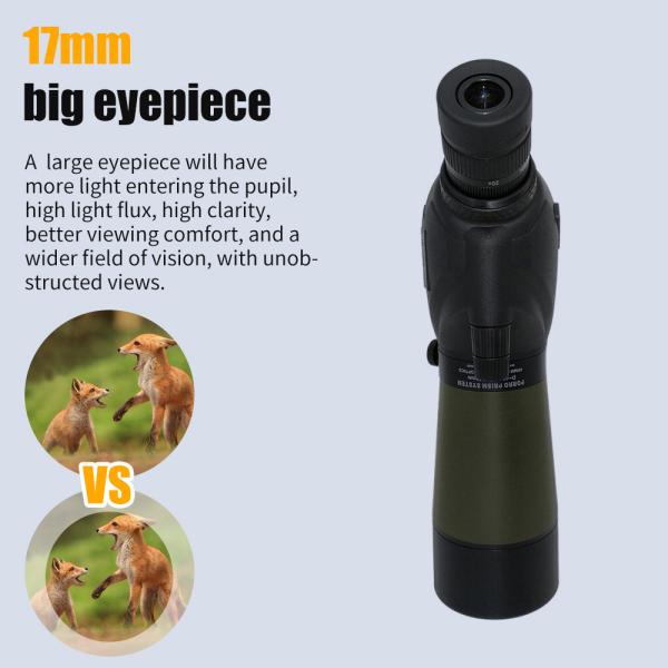 Bird Watching Monocular Waterproof Spotting Scope 20-60X60 Bak4 For Hunter