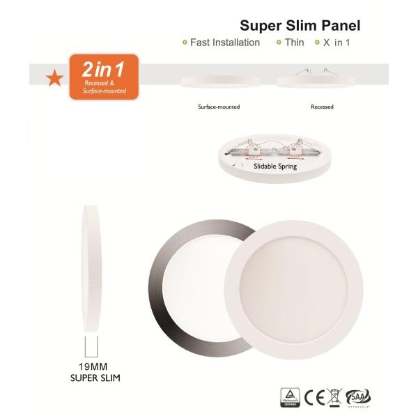 IP20 24W Slim LED Panel Lights 25000H 12 Inch Round LED Ceiling Light