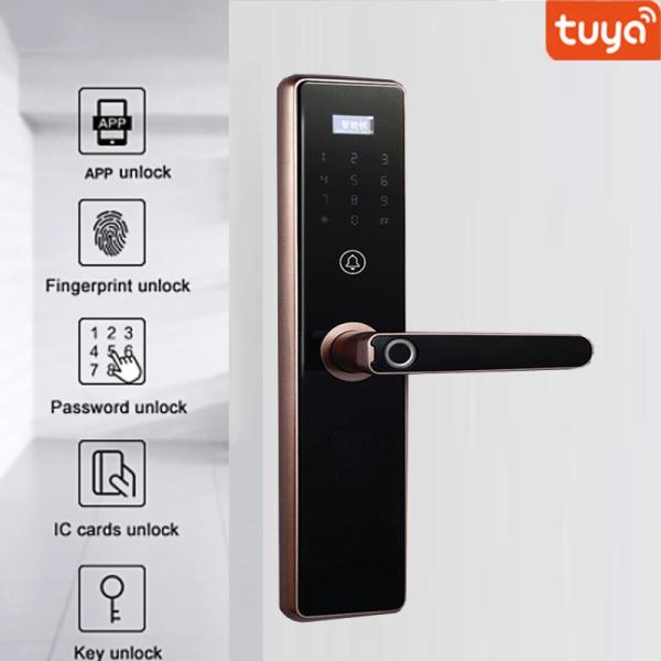 Alkaline Battery WIFI Electronic Door Lock FCC TUYA APP Fingerprint Door Lock