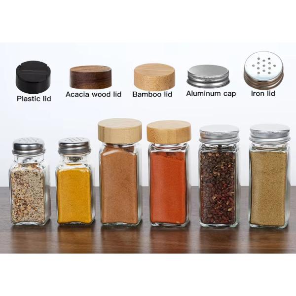 120Ml 90Ml Glass Spice Jars With Shaker Pour Lid Square 4Oz Spice Jar For Kitchen