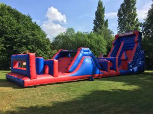 Quality Lead Free Inflatable Obstacle Courses 60ft With Slide for sale
