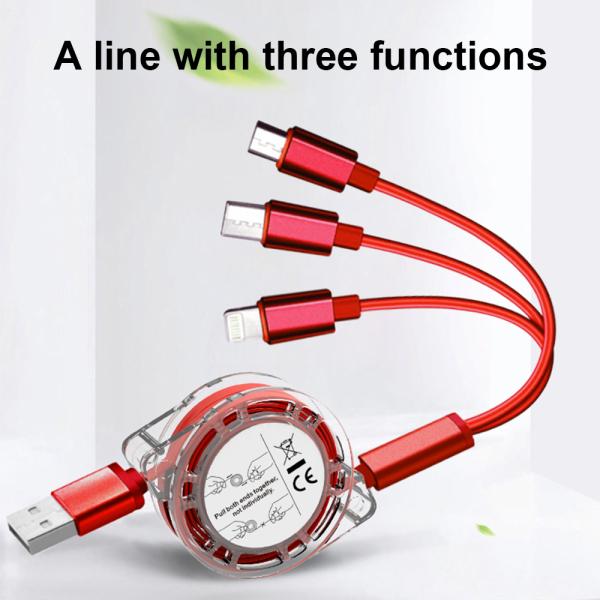 Red TPE USB Cable 3 IN 1 2A Output 480Mbps 1M Length Customizable