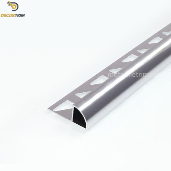 Quarter Round Metal Bullnose Tile Edging Trim High Gloss Silver Color
