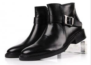 Quality British Style Mens Black Buckle Ankle Boots Personalized Mens Zipper Boots for sale