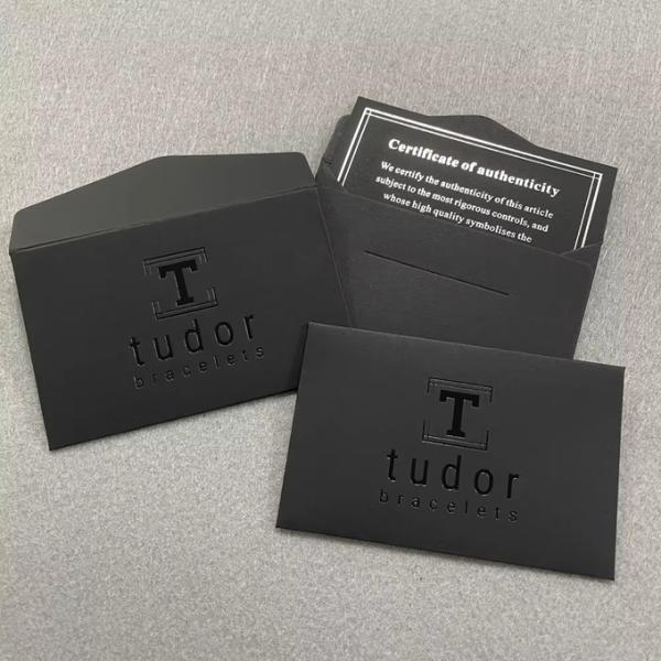 Custom Black Logo Foil Print Business Invitation Gift Greeting Card With Envelope