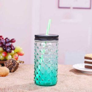 Custom made "Big Wavelet dot" Shape glass juice jar mason jar with llid and