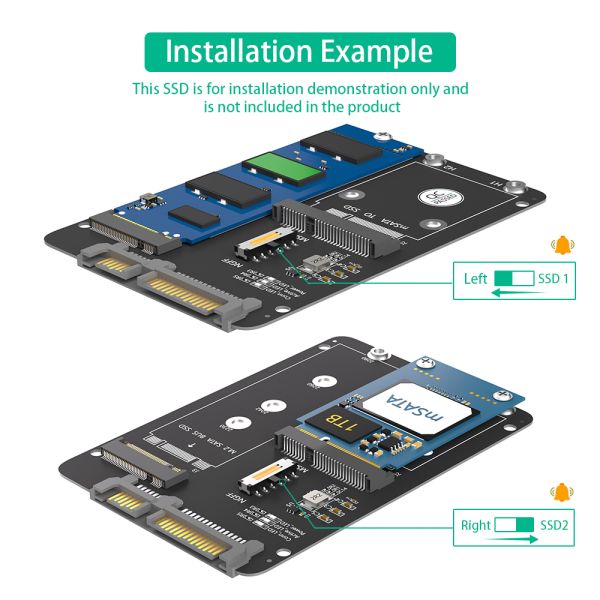 2 in 1 Combine M.2 NGFF Key B & MSATA SSD to SATA3 Adapter