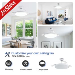 Retractable Smart LED Ceiling Fan Light , Quiet DC Motor Fan Light