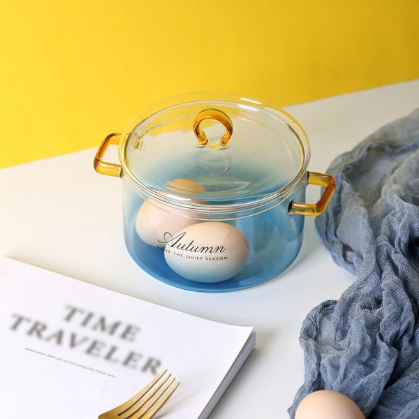 Simple Gradient Blue 4mm Glass Cutlery Salad Bowl