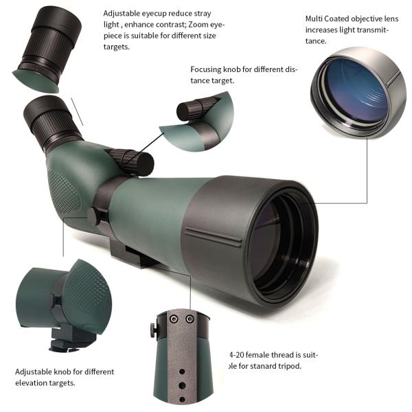 HD 20 - 60 X 60 Tripod Spotting Scope For Target Shooting Hunting