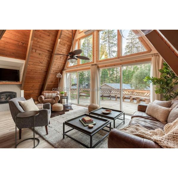 EU Triangle A-Shaped Steel Structure Frame Room Modern Tiny House Prefab Kit Luxury Triangle A-Frame House with Wooden Houses