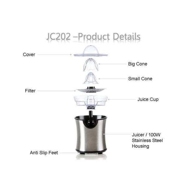 JC202 Compact Stainless Steel Citrus Press Lemon Squeezer