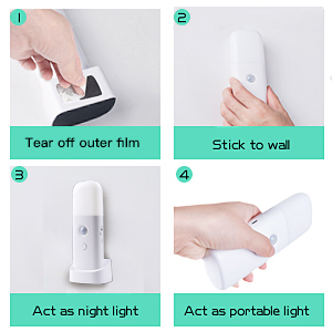 Motion Sensor Night Light Indoor USB Rechargeable Bedside Lamp Portable Adjustable Brightness Nightlight