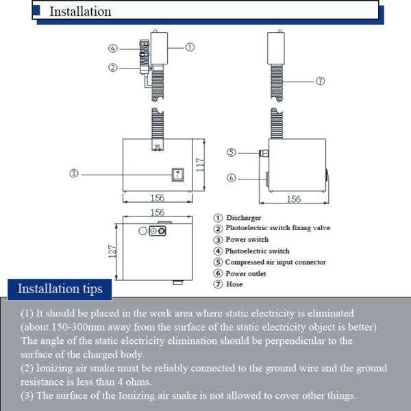 AC High Voltage Static Removal Ionizer Air Snake For Electronics Industries