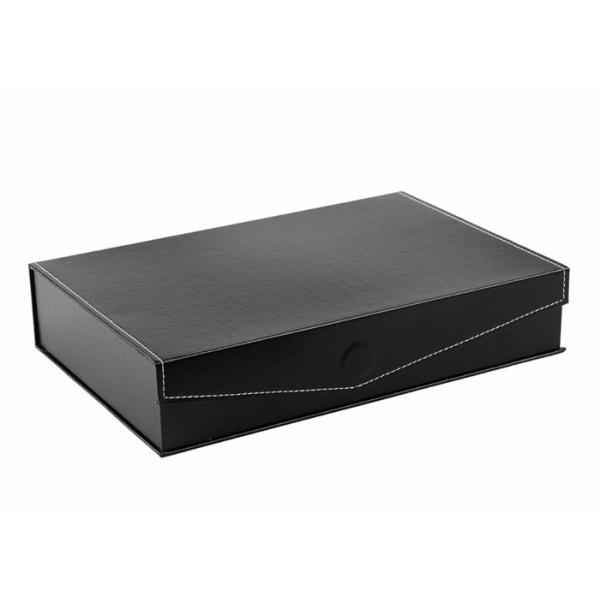 Black Cardboard Watch Storage Box Covered Leather Custom Logo Color With Stitching