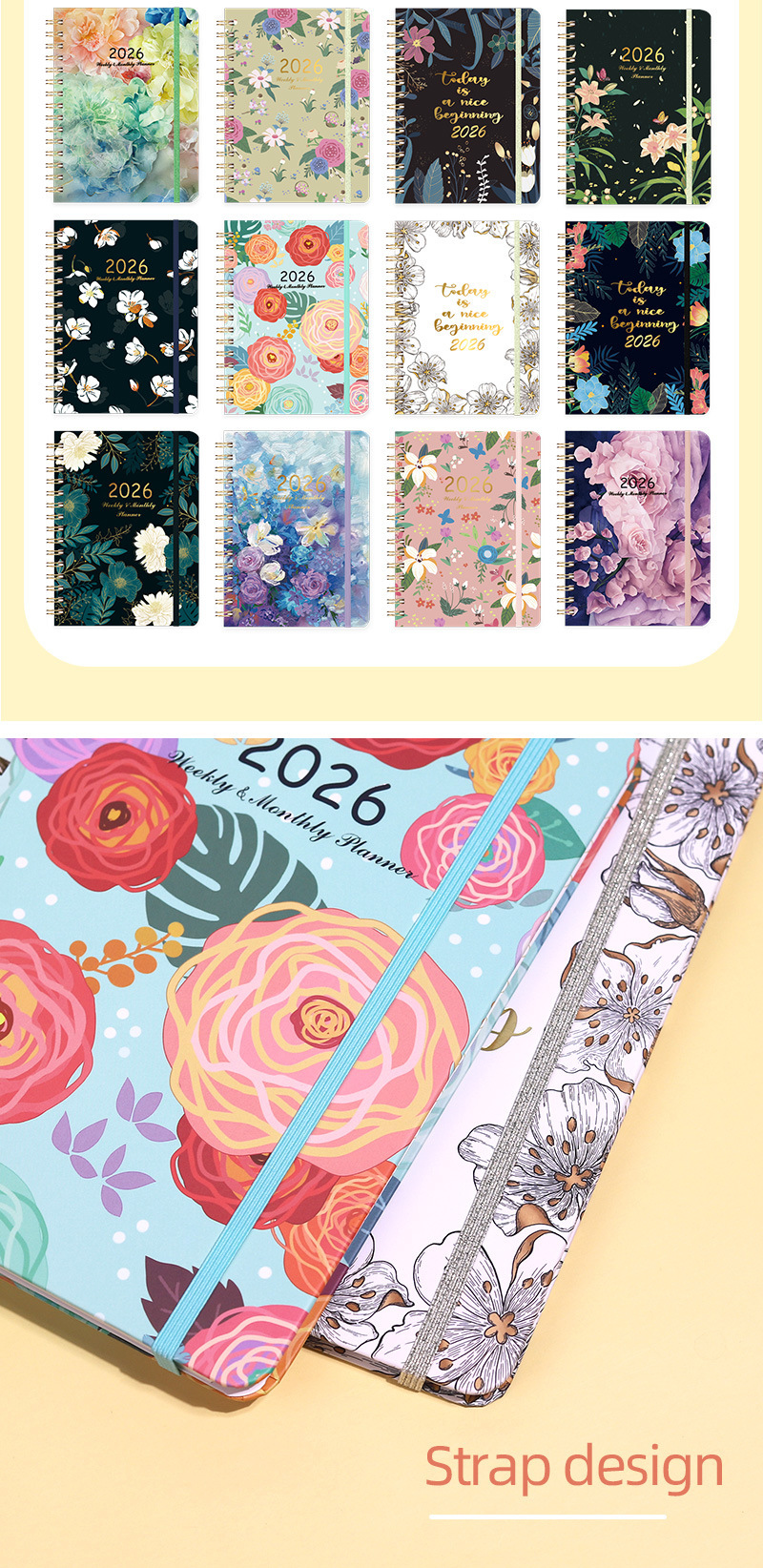 15 Pages Spiral Hardcover Notebook Vintage Style Embossed Design with Pages