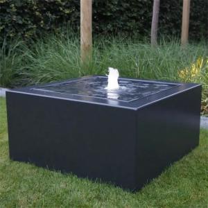 China 800mm Powder Coated Metal Square Garden Fountains Steel Water Table Feature on sale
