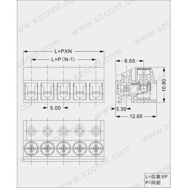 5.00mm Pitch Pluggable PCB Terminal Block UL94-V0 / PA66 Brass / Copper / Steel 10A /300V