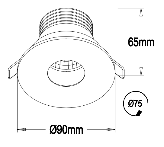 small circular fixed LED hotel/corridor spotlight wall washer 3w 38 degree 4000k CCT