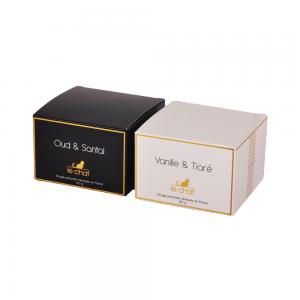 China White Black Candle Packaging Box Straight Tuck End Type With Cutout Window on sale