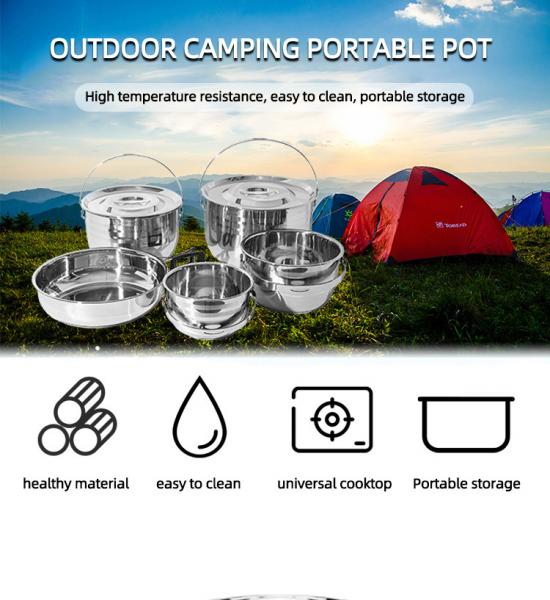 Factory Direct Sale 9 Pcs Cooking Pans And Pots Camping Portable Set Picnic Pots And Pans Outdoor Camping Equipment Set