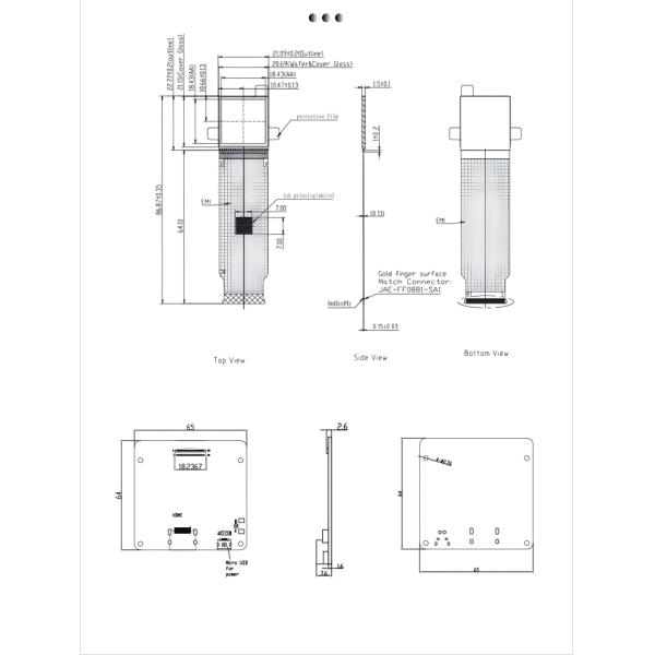 Micro OLED Display pin definition diagram