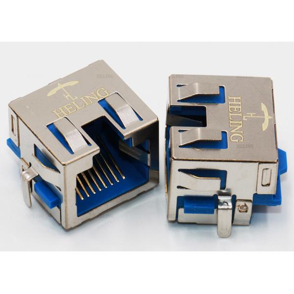 EMI Gasket Right Angle RJ45 Connector , PCB 8P8C Right Angle RJ45 Coupler